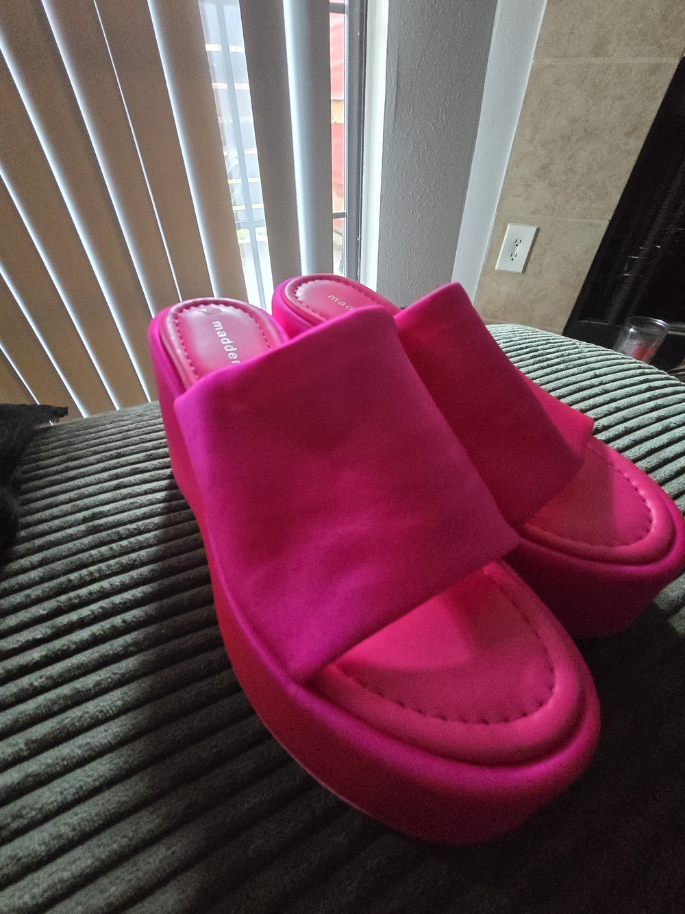 Madden Girl Hot Pink Platform Slide Sandals